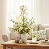 Product Artificial White Lily Branch Decorative Stem 80cm