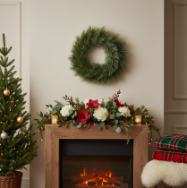 Product Artificial Pine Needle Wreath with Small Cones 40cm