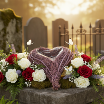 Product Purple Wicker Heart Planter with Plastic Liner, 24cm
