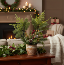 Product Artificial Pine Branches for Festive Decoration, 22cm, Set of 2