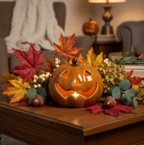 Product Ceramic Pumpkin LED Decoration 10cm Orange