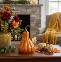 Product Pumpkin-Shaped Ceramic Decoration, 26cm, Warm Orange