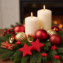 Product Red Flocked Decorative Stars 4-5cm Set of 40