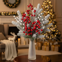 Product Kunststoff Artificial Rosehip Branch with Glossy Red Berries 62cm for Indoor Decoration