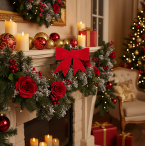 Product Red Decorative Bows with Clip – Set of 4 (11 cm) for Christmas Decorations