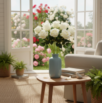 Product Artificial White Rose Long Stem for Vase 62cm 12pcs