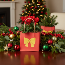 Product Paper Gift Bags with Golden Bow Design 12cm – 8 Pieces