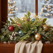 Product Kunststoff Pine Sprigs with Frosted Pinecones - 28cm, Set of 6