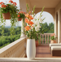 Product Artificial Gladiolus Stem with 6 Blooms, 88cm, Orange and Yellow