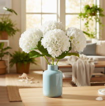 Product Artificial Hydrangea with Long Stem for Decoration, White, 48cm