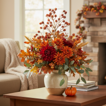 Product Artificial Berry Branch Autumn Decoration 68cm, Red and Green, Plastic