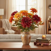 Product Artificial Dahlia Flower with Long Stem 68cm in Red