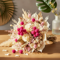 Product Craspedia Dry Flower Bundle for Arrangements 55cm 20 Stems Pink