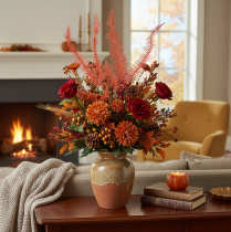 Product Preserved Fern Bundle Red 60cm 10 Stems for Indoor Decoration