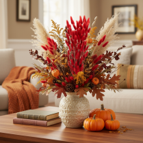 Product Red Dried Lagurus Bouquet 70cm 100g for Indoor Decoration