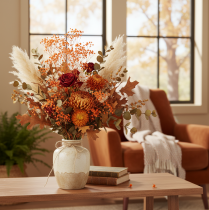 Product Orange Gypsophila Dried Flower Bouquet 75cm 100g for Indoor Decoration