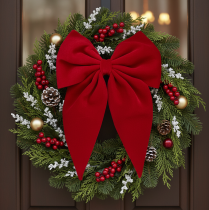 Product Red Velvet Bow 50cm Decorative Bow for Indoor Door or Window
