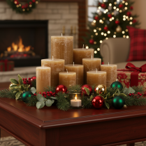 Product Pillar candles colored caramel various sizes