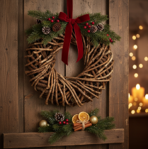 Product Natural Rattan Twig Wreath Round 35cm for Crafting and Decoration