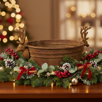 Product Decorative bowl, reindeer head, oval, rust-colored, rustic, 41cm
