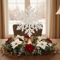 Product Large Wooden Snowflake Hanging Decoration 30cm White
