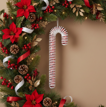 Product Artificial Candy Cane XL Christmas Decoration 40cm, Red and White with Glass Mirror Elements