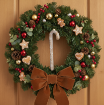 Product Bronze Glass Candy Cane Ornament with Snowflake Design, 22cm