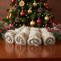 Product Artificial Fur Ribbon Decoration Band Beige-Brown 10x140cm Set of 3