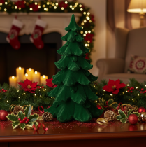 Product Flocked Artificial Christmas Tree Decoration 27cm Green for Indoor Table Decoration