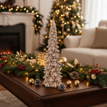 Product Flocked Artificial Christmas Tree, 34cm, Brown, Indoor Winter Decoration