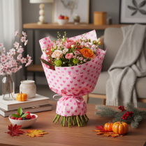 Product Muff Paper with Heart Motif Pink 25cm x 100m