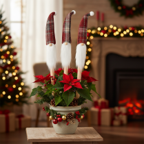 Product Christmas Gnome Decoration Sticks with Felt Hat, 58cm, Set of 6