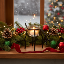 Product Reindeer candle holder with tealight glass, 15cm