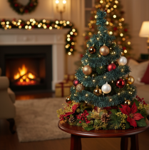 Product Tinsel Christmas Garland with 60 Warm White LEDs and Timer - 3m