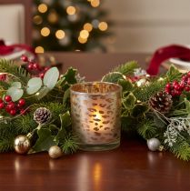 Product Glass Tealight Holder with Leopard Pattern, Two-Tone, 8 cm
