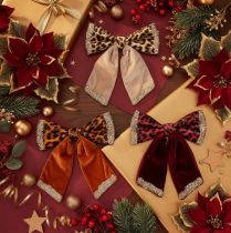 Product Decorative Animal Print Leopard Pattern Bows with Clips, 20cm, Set of 3