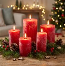 Product Solid coloured candles red different sizes