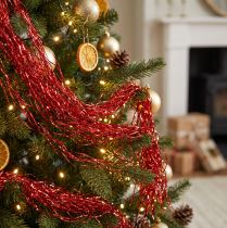 Product Christmas tree decoration Christmas, wavy tinsel red shimmering 50cm