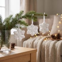 Product Snowflake decoration snow winter decoration for hanging Ø7cm