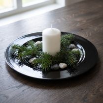Product Decorative plate black flat glossy plastic Ø28cm H2cm