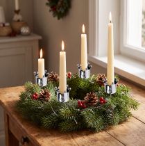 Product Candle holder crown silver Ø3cm H12.5cm 4 pcs