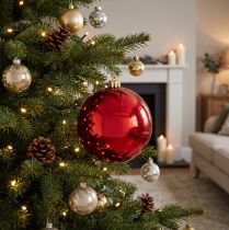 Product Christmas ball medium plastic red 20cm