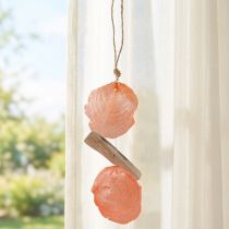 Product Maritime decoration hanger Capiz shells driftwood orange natural 35cm