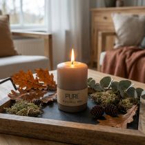 Product Pure pillar candle brown 90/60 natural wax candle sustainable stearin rapeseed candle decoration