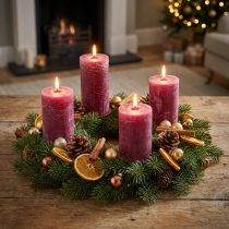 Product Berry Coloured Rustic Pillar Candles in Various Sizes