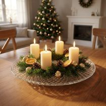 Product Transparent Round Decorative Bowl with Foot 32cm