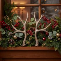 Product Decorative Artificial Antlers Set – 29cm, Polyresin, Brown with Gold Accents