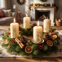 Product Metal Candle Rings Number Set for Advent Wreath, Gold, 3cm, Set of 4