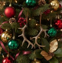 Product Rustic Antler Decorations Set of 6, Polyresin, 13-15 cm, Brown with Gold Accents