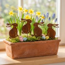 Product Garden decoration, rusty Easter bunny, flower stake, metal, 7×9cm, 6 pieces